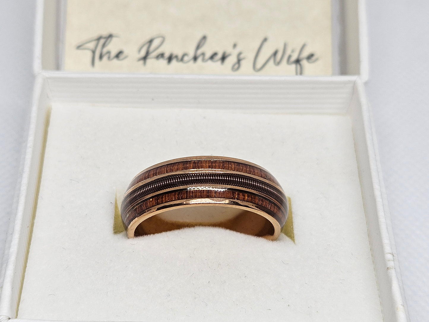 Mens Guitar string and whiskey barrel ring