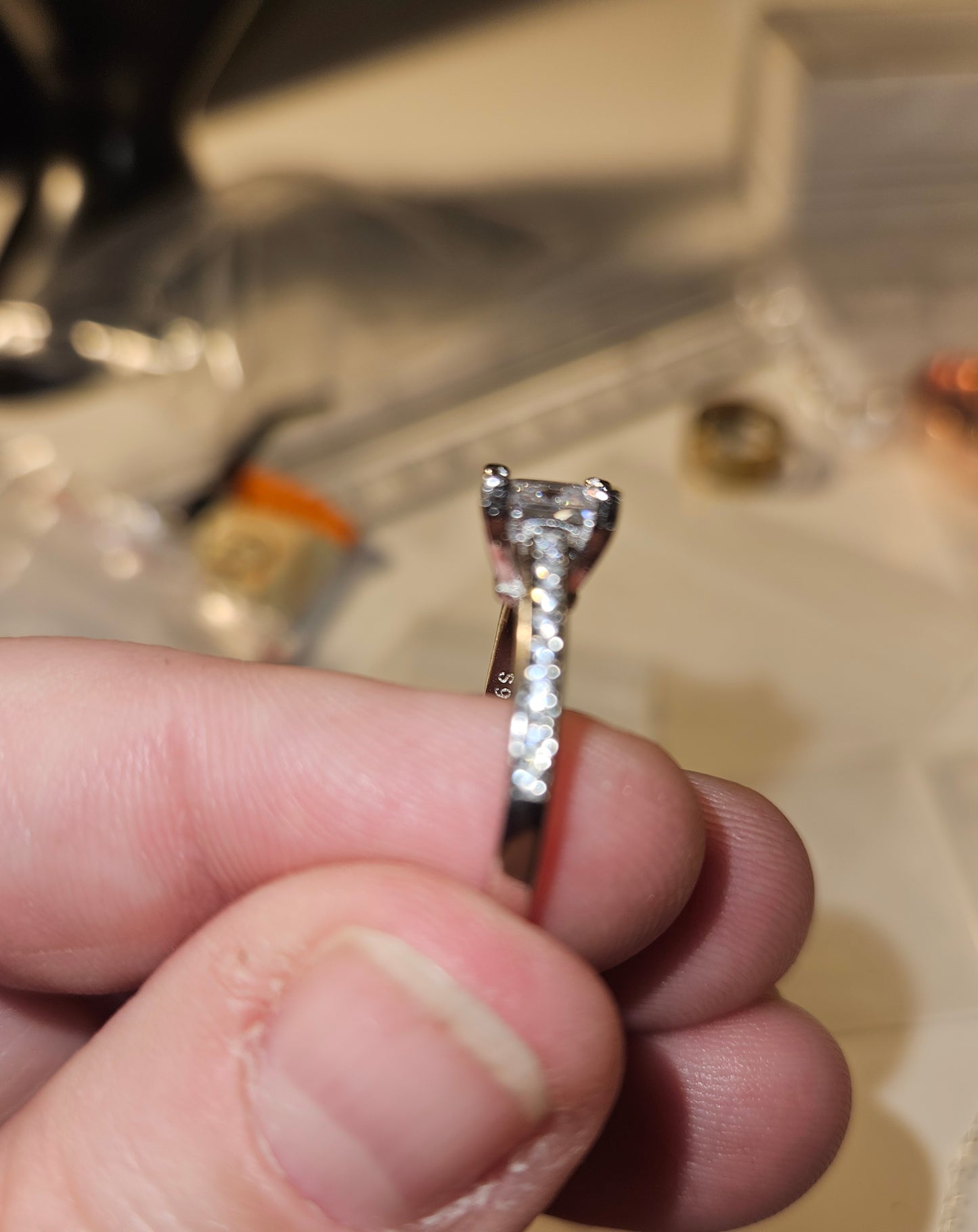 Sterling silver Square Cut CZ Stone