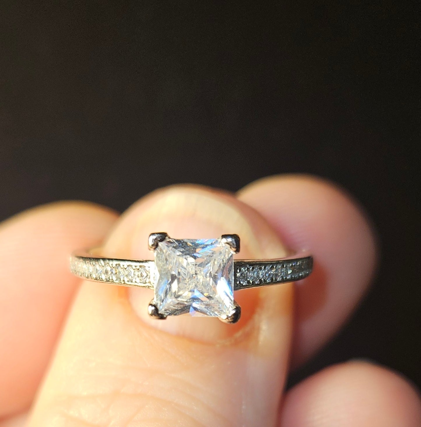 Sterling silver Square Cut CZ Stone