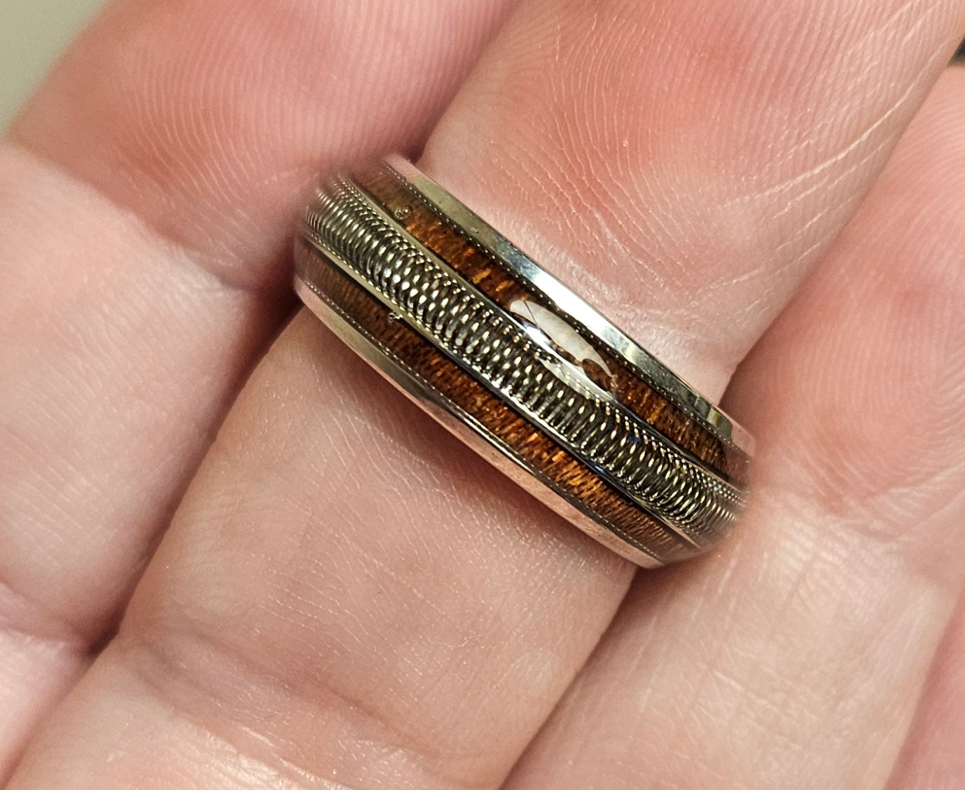 Mens Guitar string and whiskey barrel ring