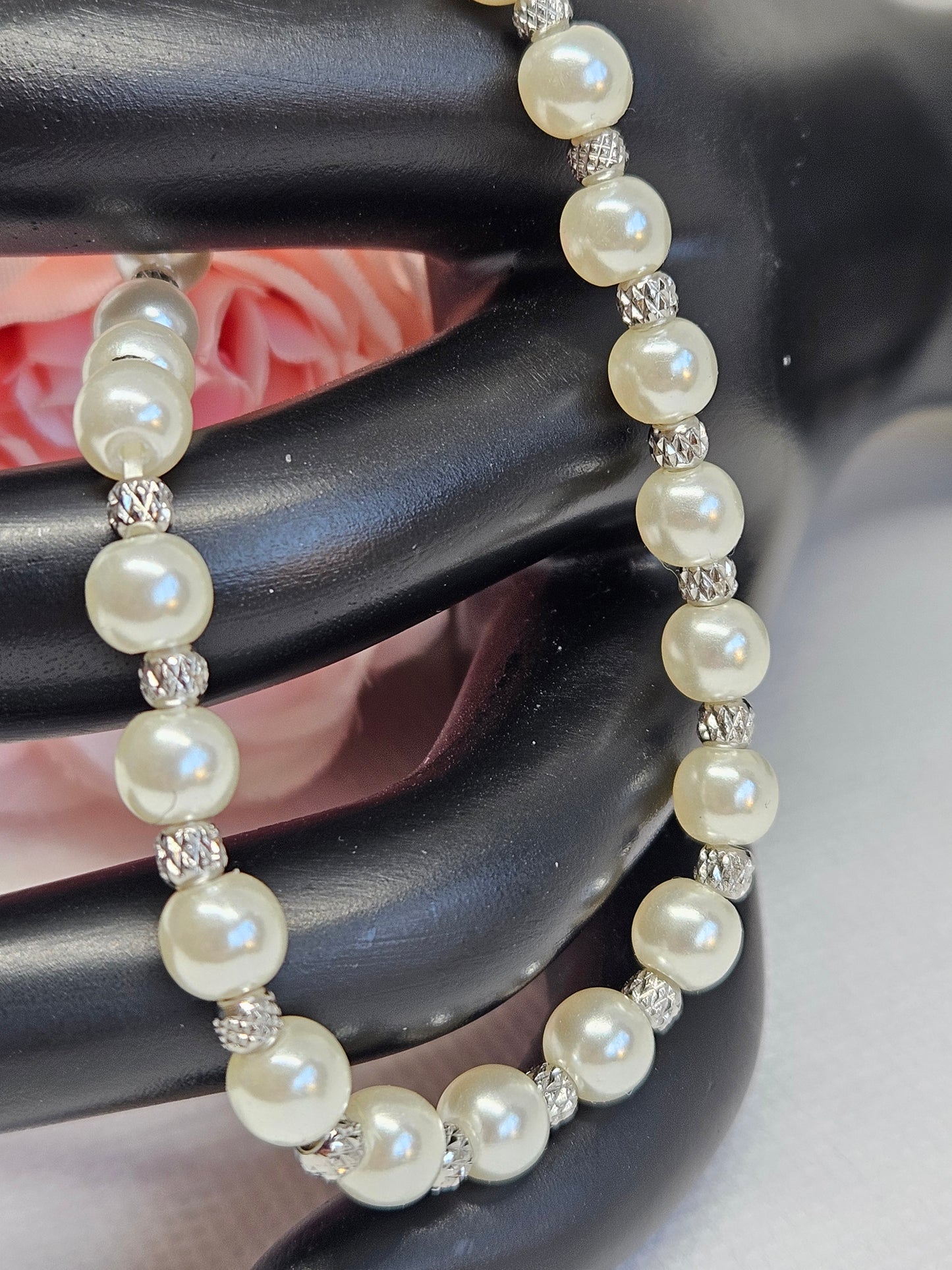 Delicate Pearl and Silver Jewelry Set.