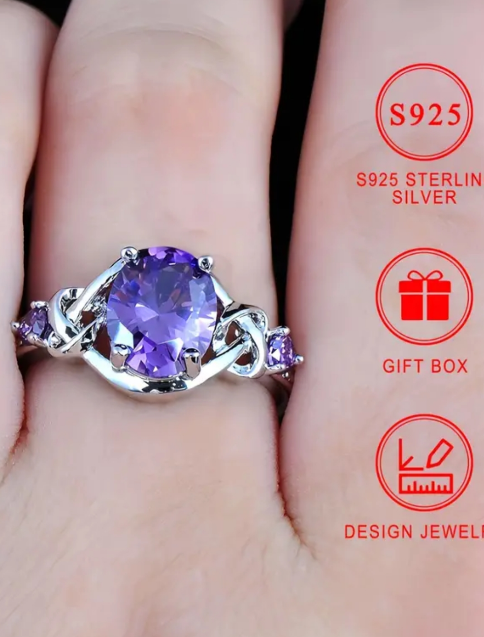 Elegant French-Style 925 Sterling Silver Engagement