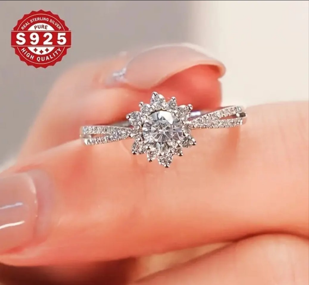 925 Sterling Silvery Fashionable Women's Flower Design