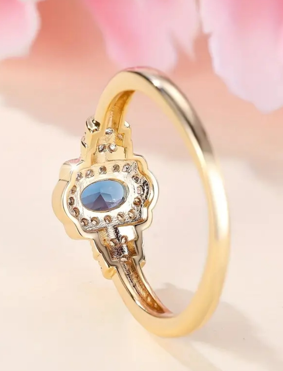 Elegant Promise Ring 18k Gold Plated Inlaid Shining Zirconia
