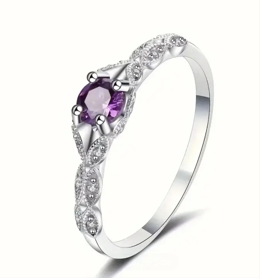 1pc Stylish And Gorgeous Purple Cubic Zirconia Pattern Exquisite Ring
