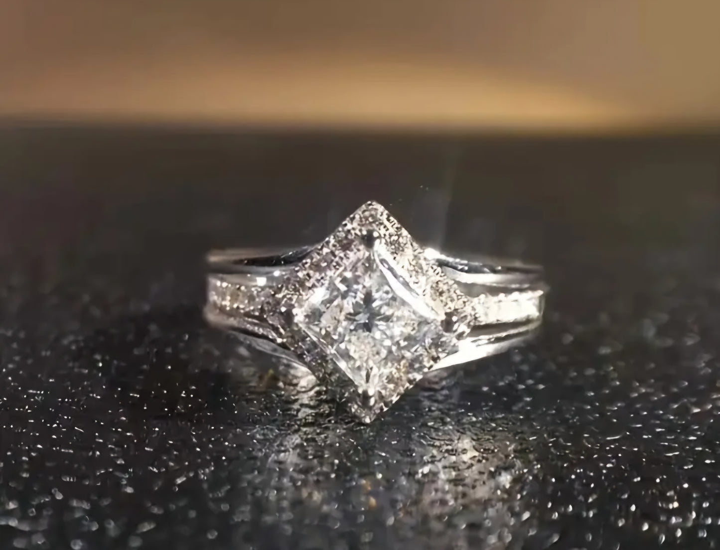 Ring- Diamond Shaped Cubic Zirconia