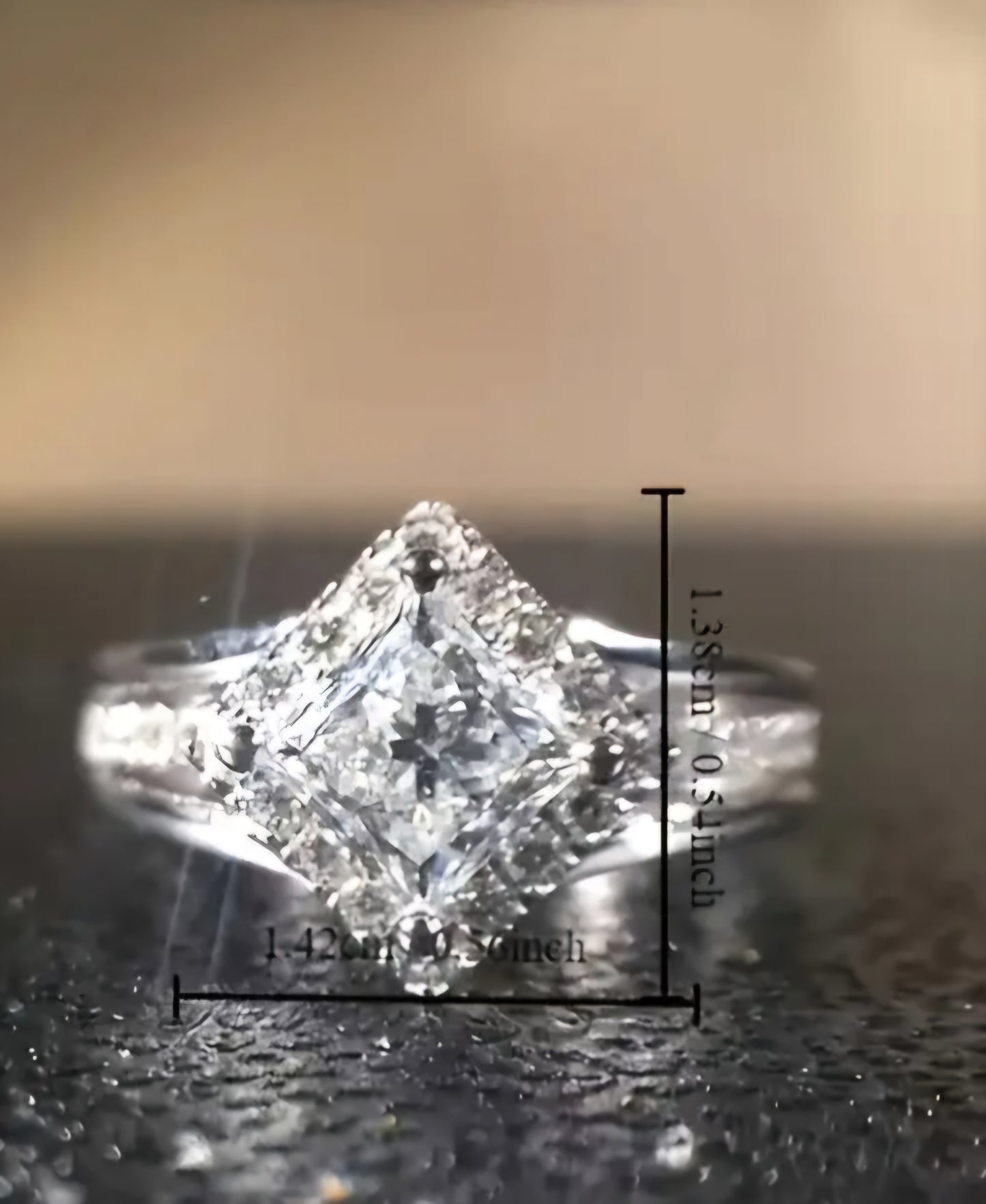 Ring- Diamond Shaped Cubic Zirconia