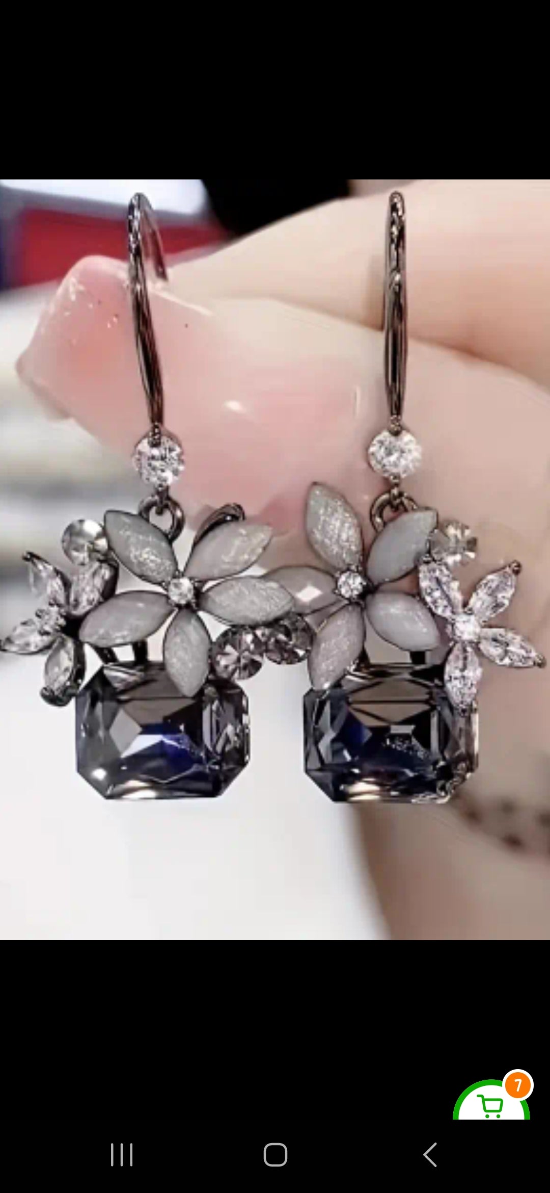 Earrings - Floral and Cubic Zirconia Hooks.