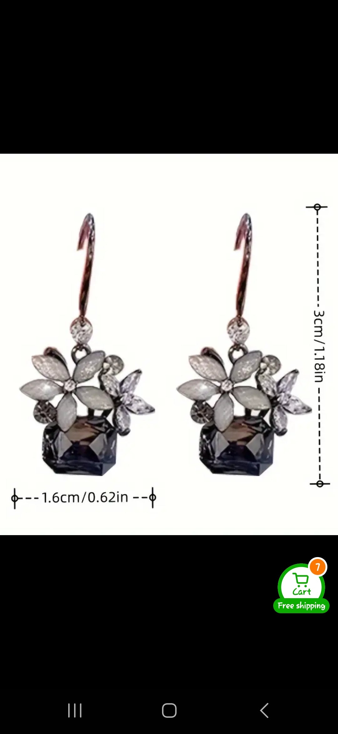 Earrings - Floral and Cubic Zirconia Hooks.