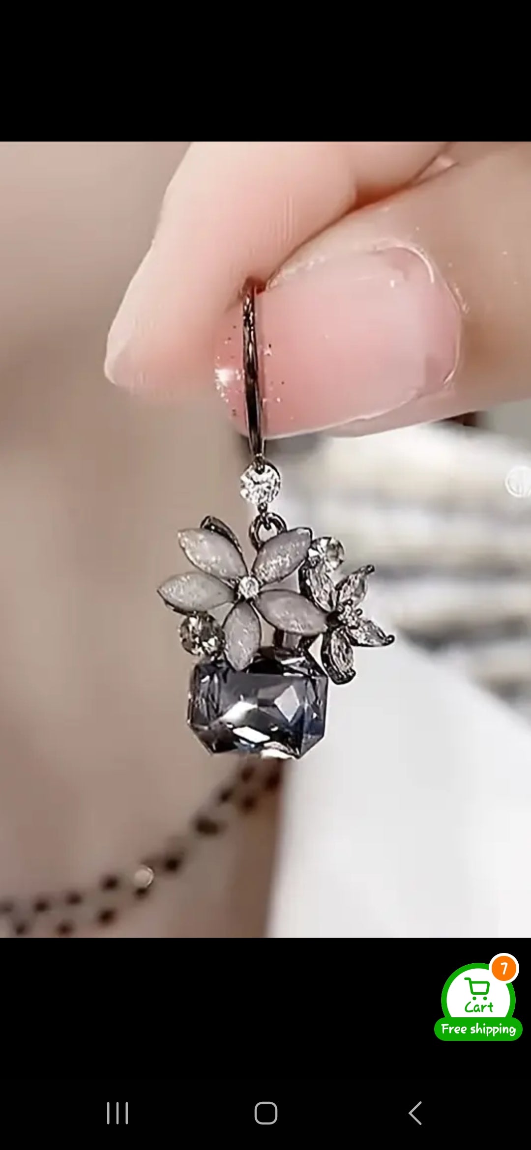 Earrings - Floral and Cubic Zirconia Hooks.