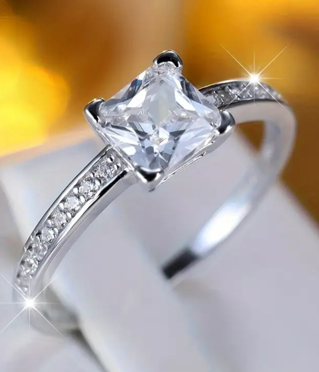 Sterling silver Square Cut CZ Stone