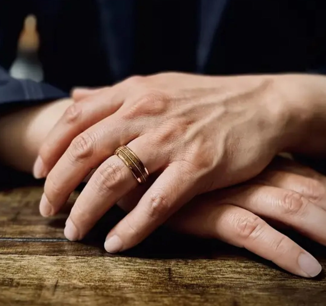Mens Guitar string and whiskey barrel ring