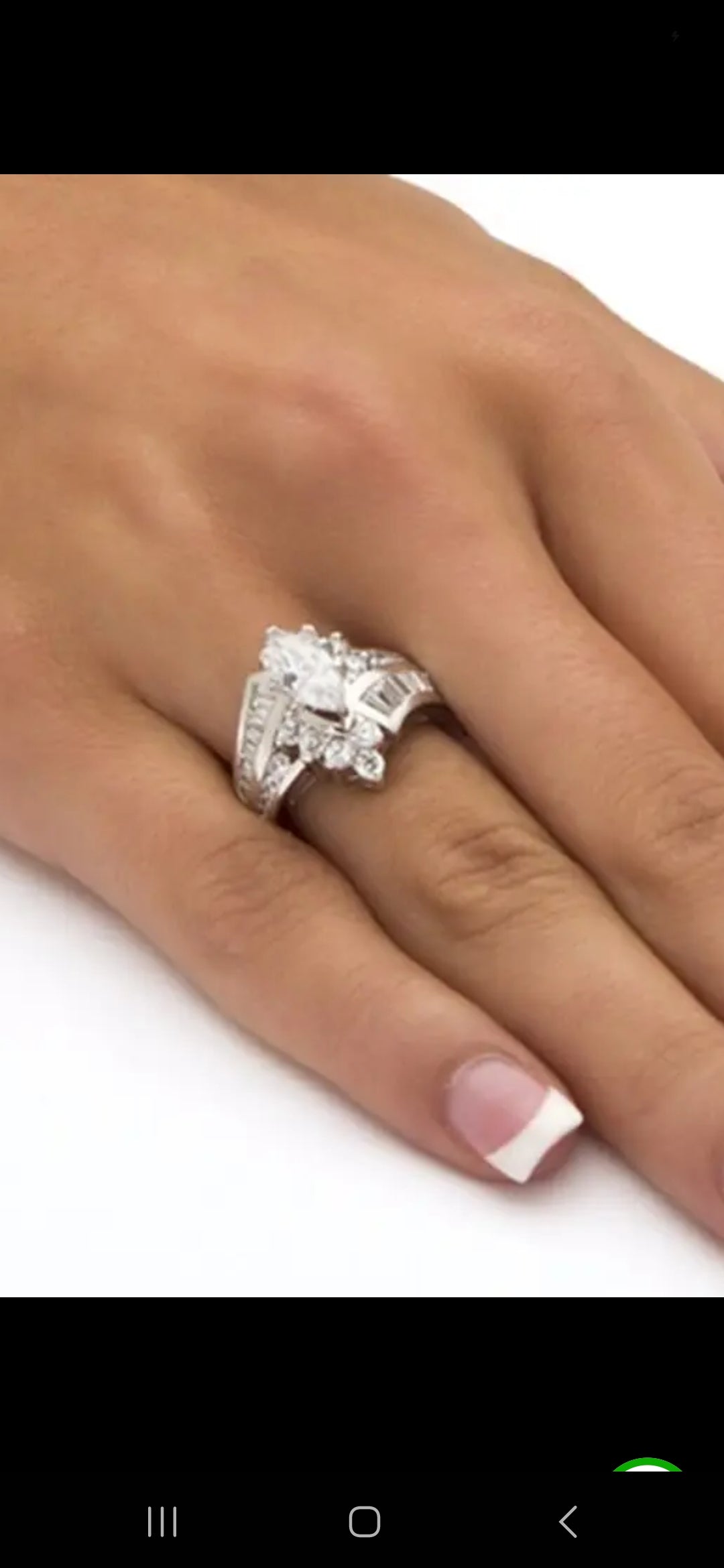 Stylish Stainless Steel Ring with Marquise Synthetic Gemstones