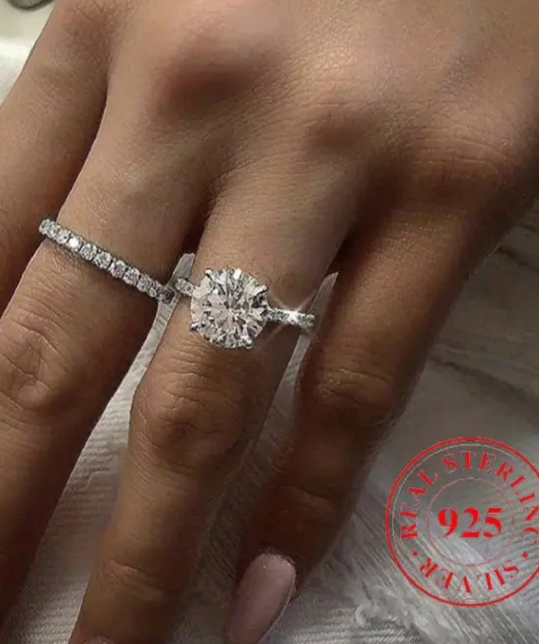 Elegant 2-Piece Stackable Wedding Band Set, 925 Sterling Silver with Sparkling CZ,