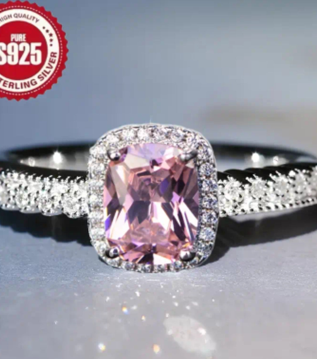 1 Women'S 925 Commitment Ring, Set with Synthetic Zirconia, Elegantly Designed to Shine