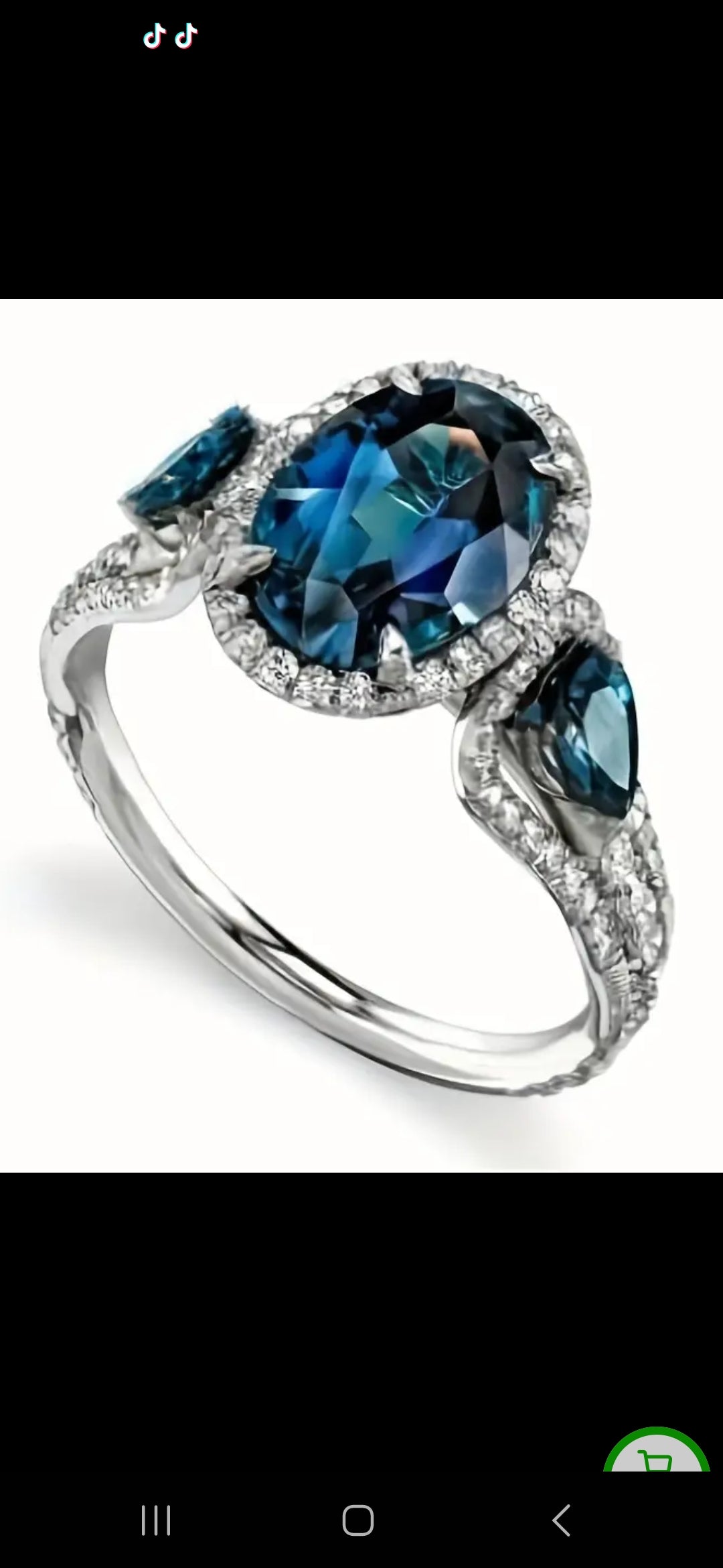 1pc Elegant Copper Engagement Ring with Blue Synthetic Cubic Zirconia