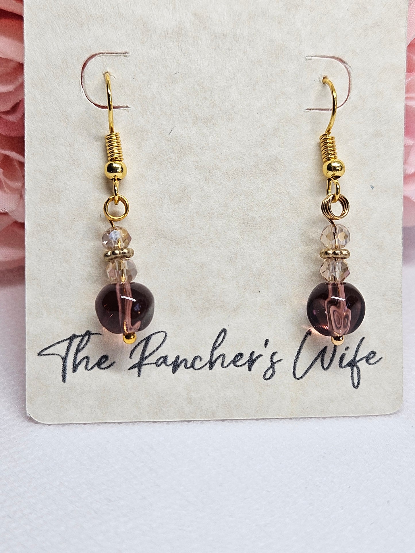 Custom Earrings Australian Crystal and Cranberry Glass Beads.