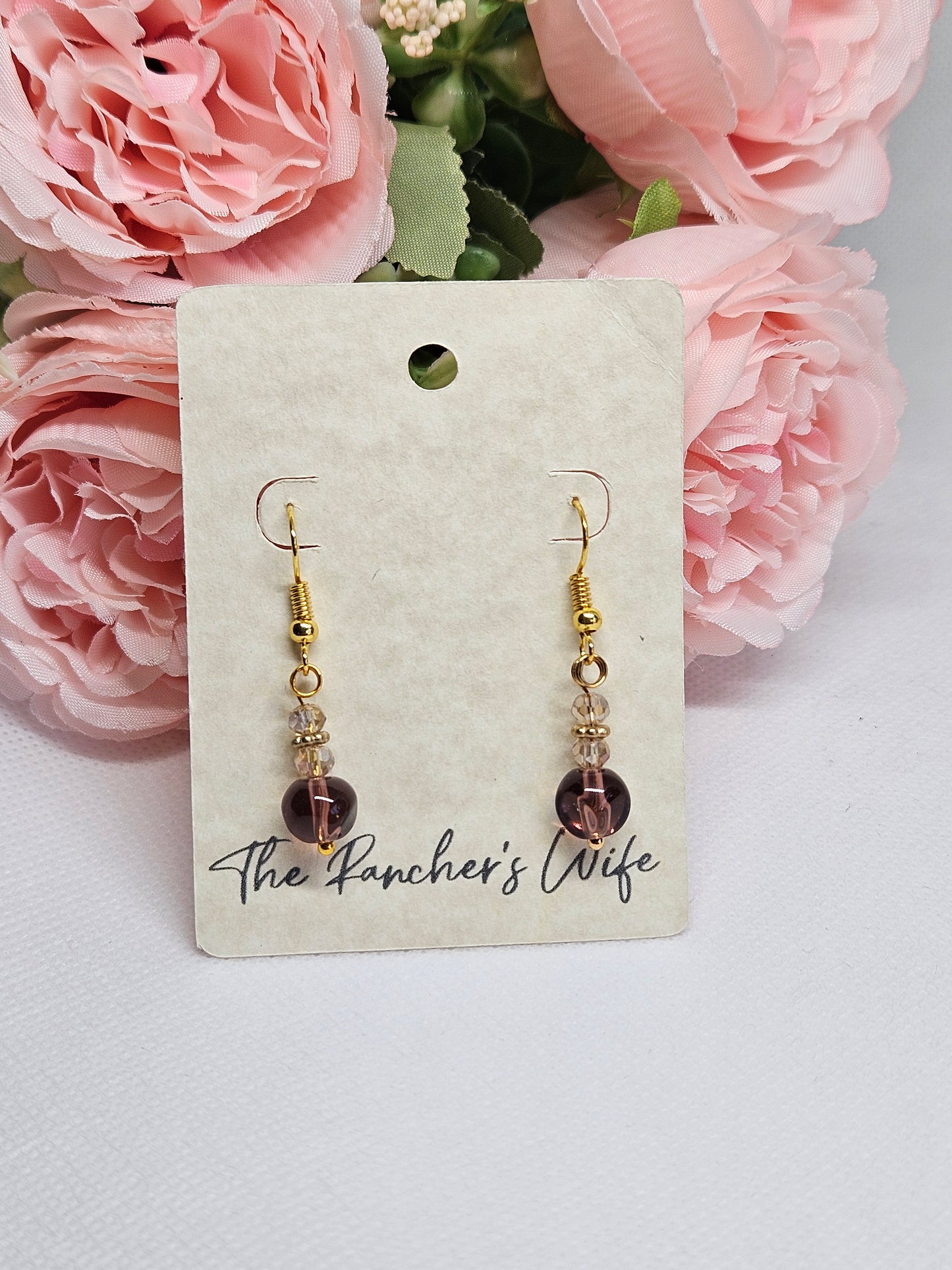 Custom Earrings Australian Crystal and Cranberry Glass Beads.