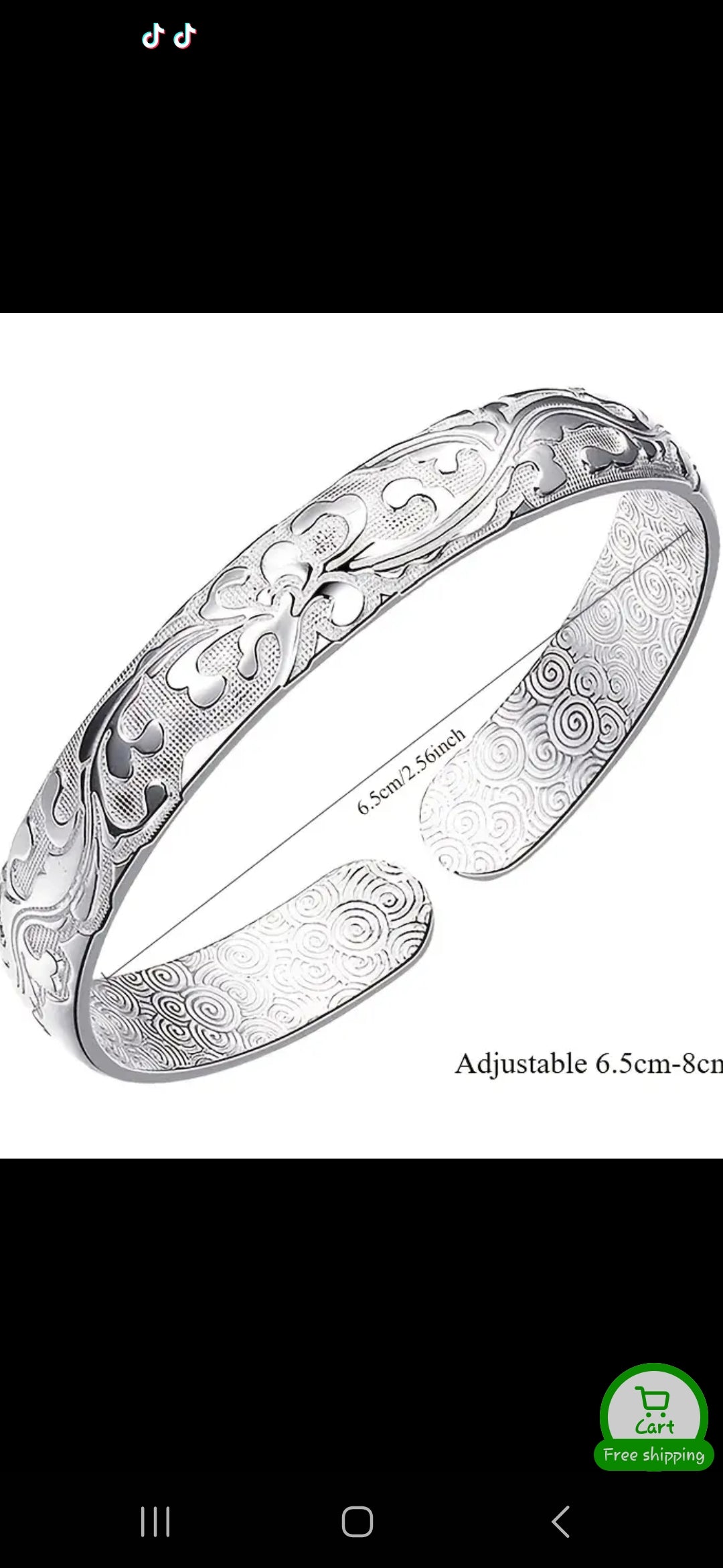 Sparkling Silver Carved Flower Bracelet