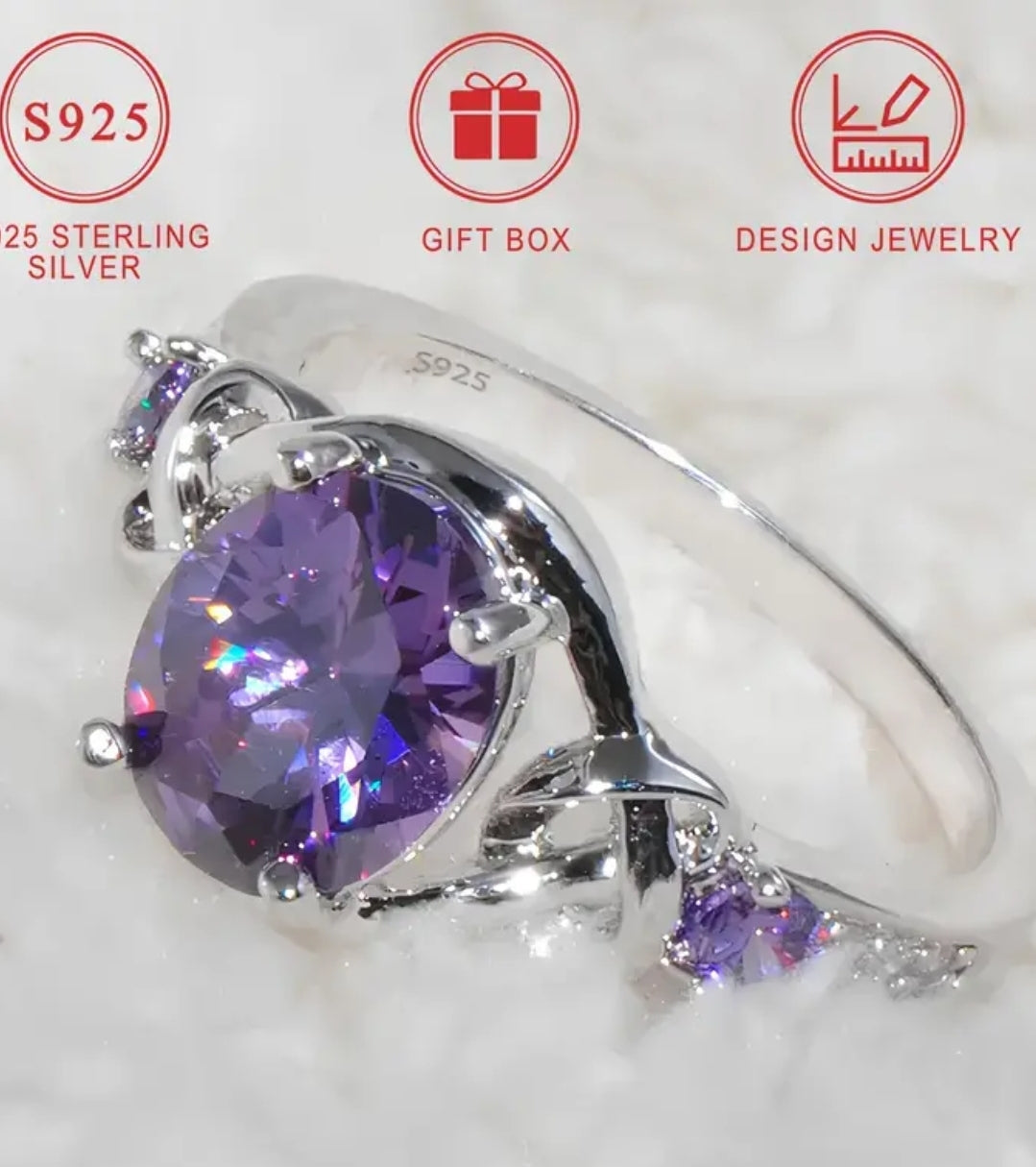 Elegant French-Style 925 Sterling Silver Engagement