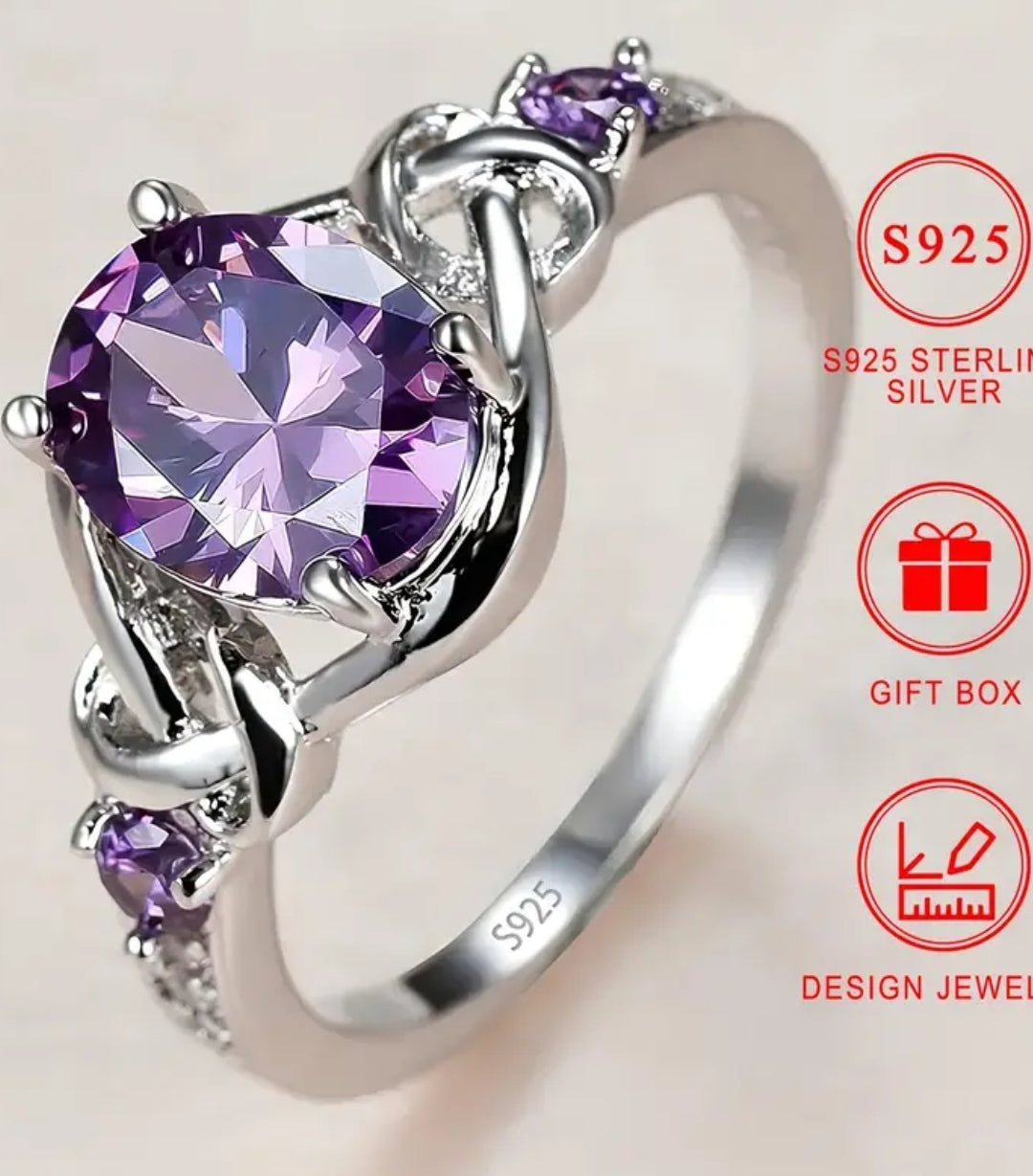 Elegant French-Style 925 Sterling Silver Engagement