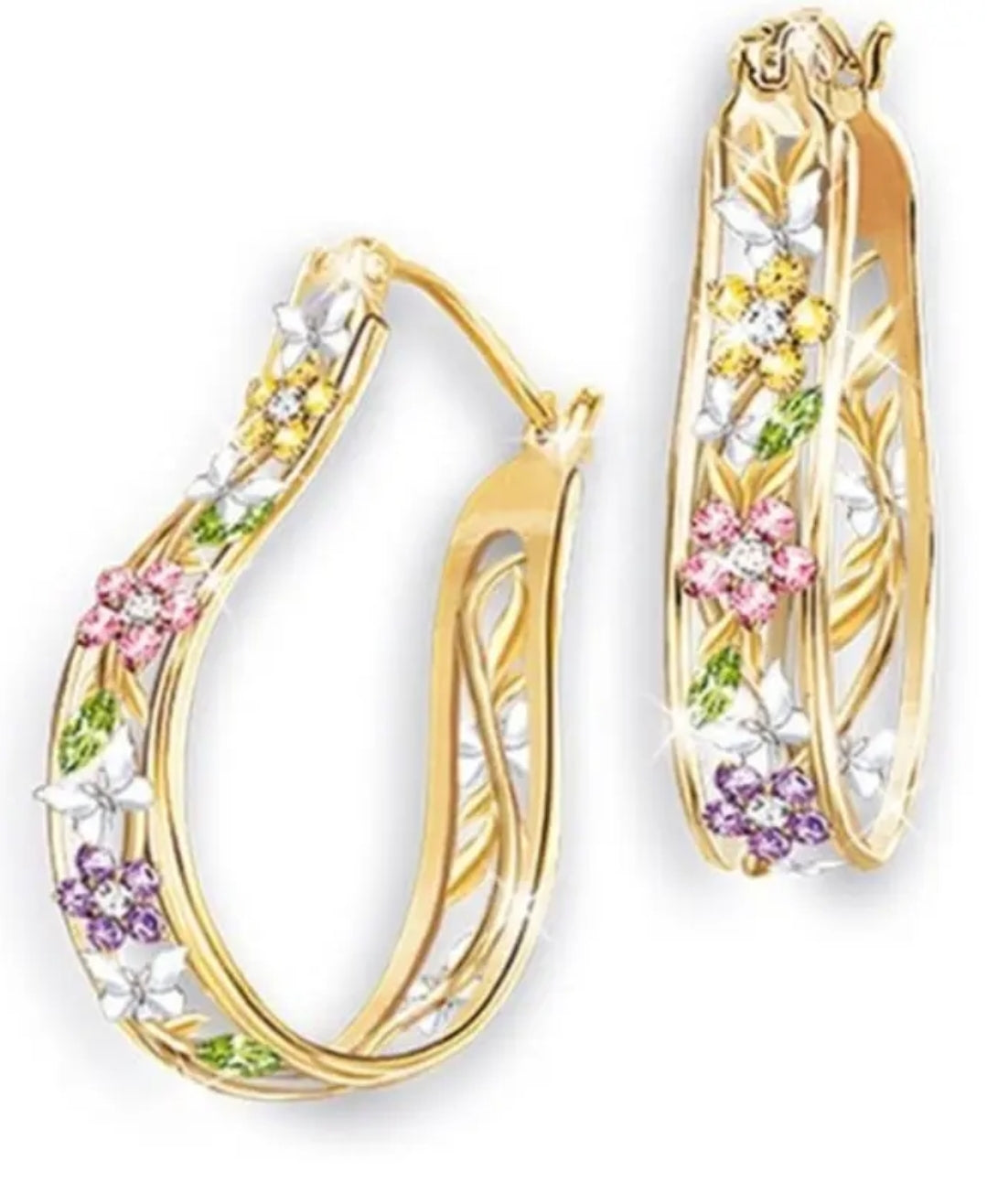 Elegant And Minimalist Hollowed Out Circular Micro Inlay with Colored Zirconia Embellishments Women's Circular Earrings Banquet Versatile Birthday Gift Souvenir Gift Jewelry
