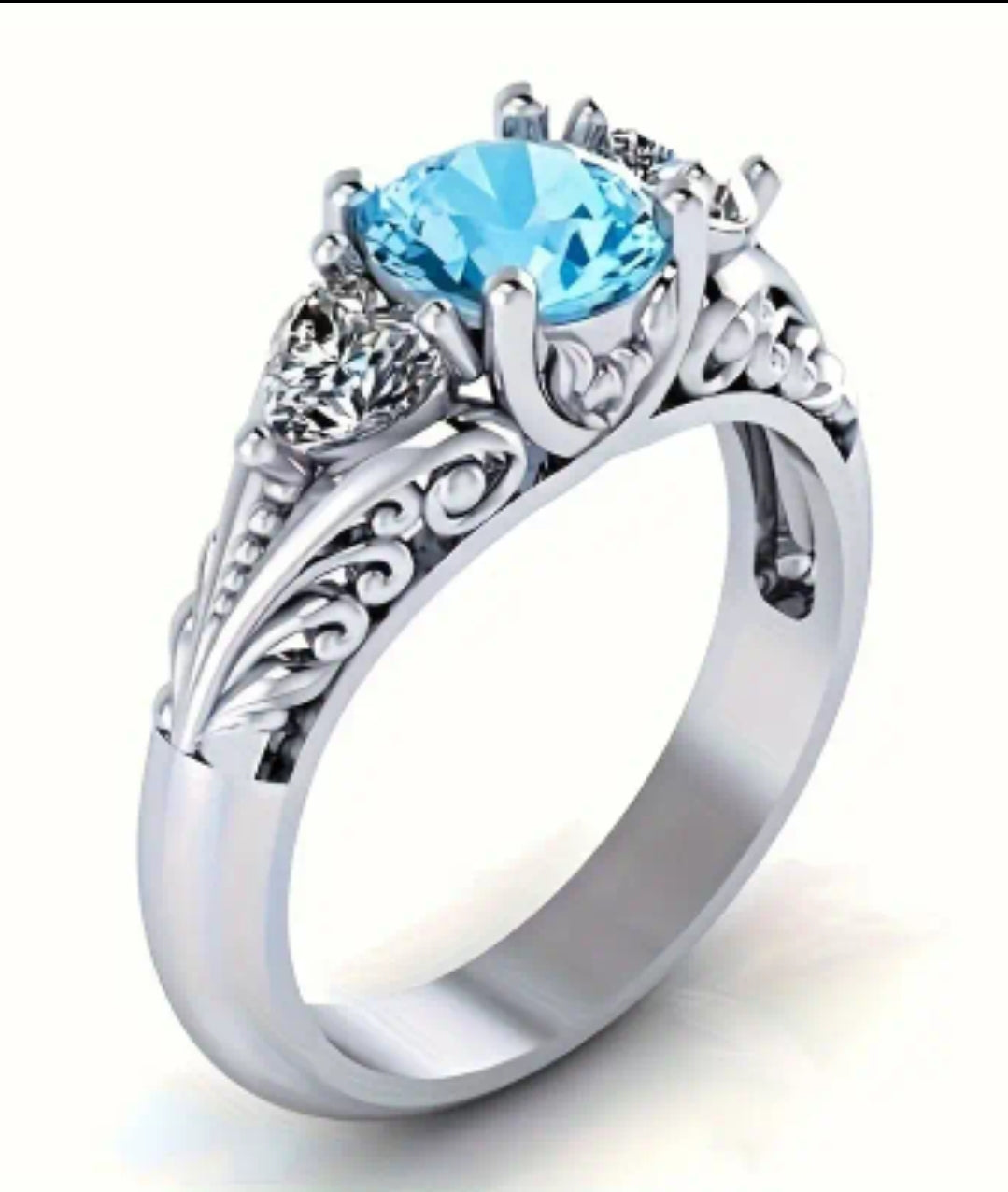 New European And American Blue Zircon Engagement Ring Creative Couple Ring