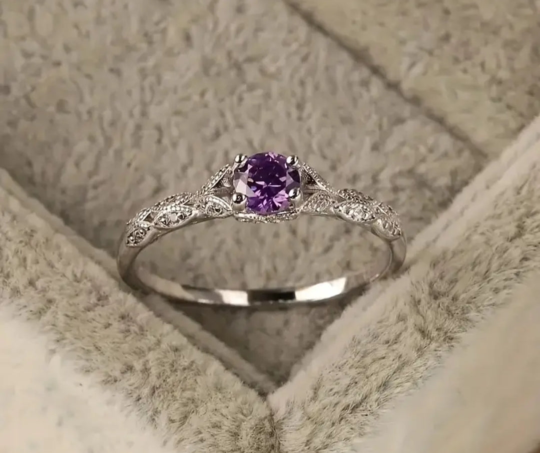 1pc Stylish And Gorgeous Purple Cubic Zirconia Pattern Exquisite Ring