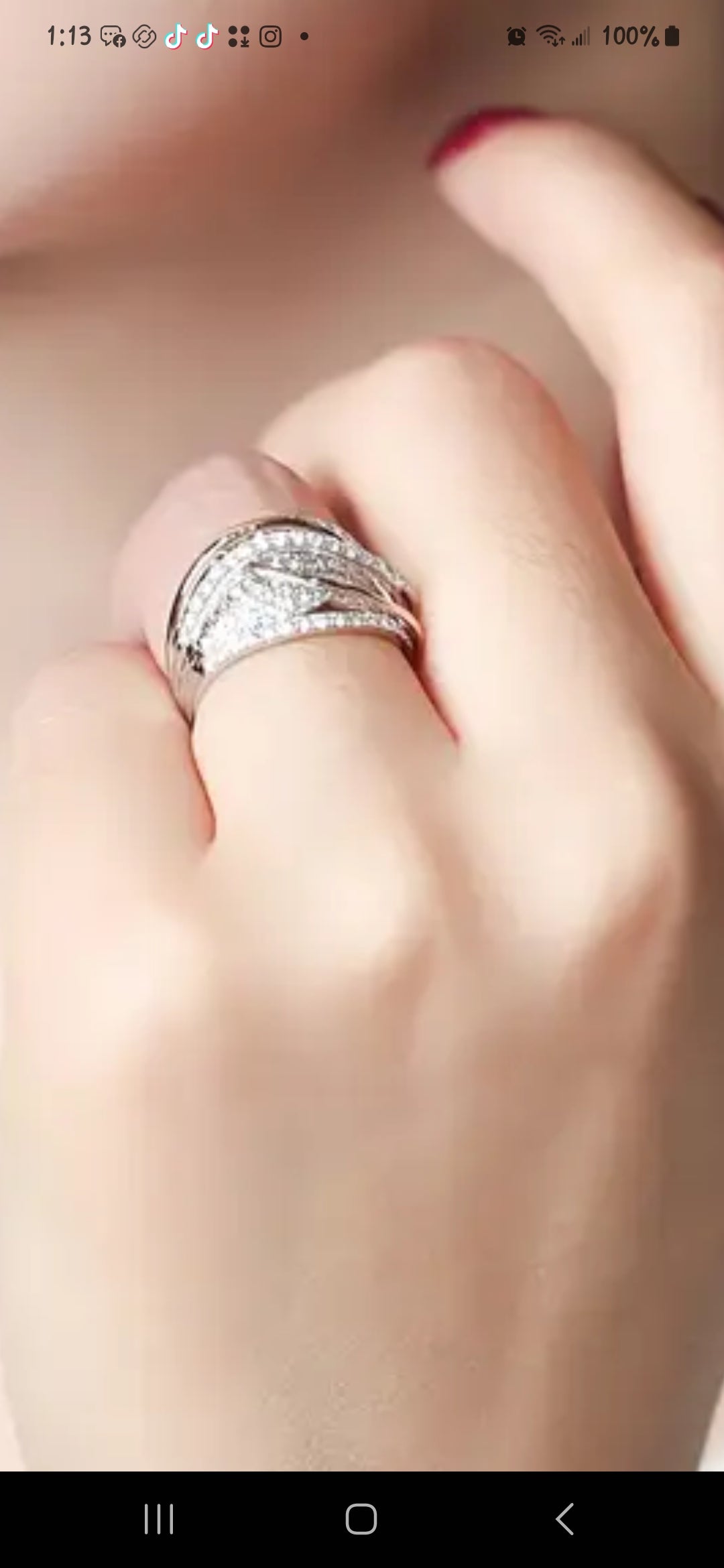Ring- Elegant Eternity Ring with 18k Gold Interwoven Bands.
