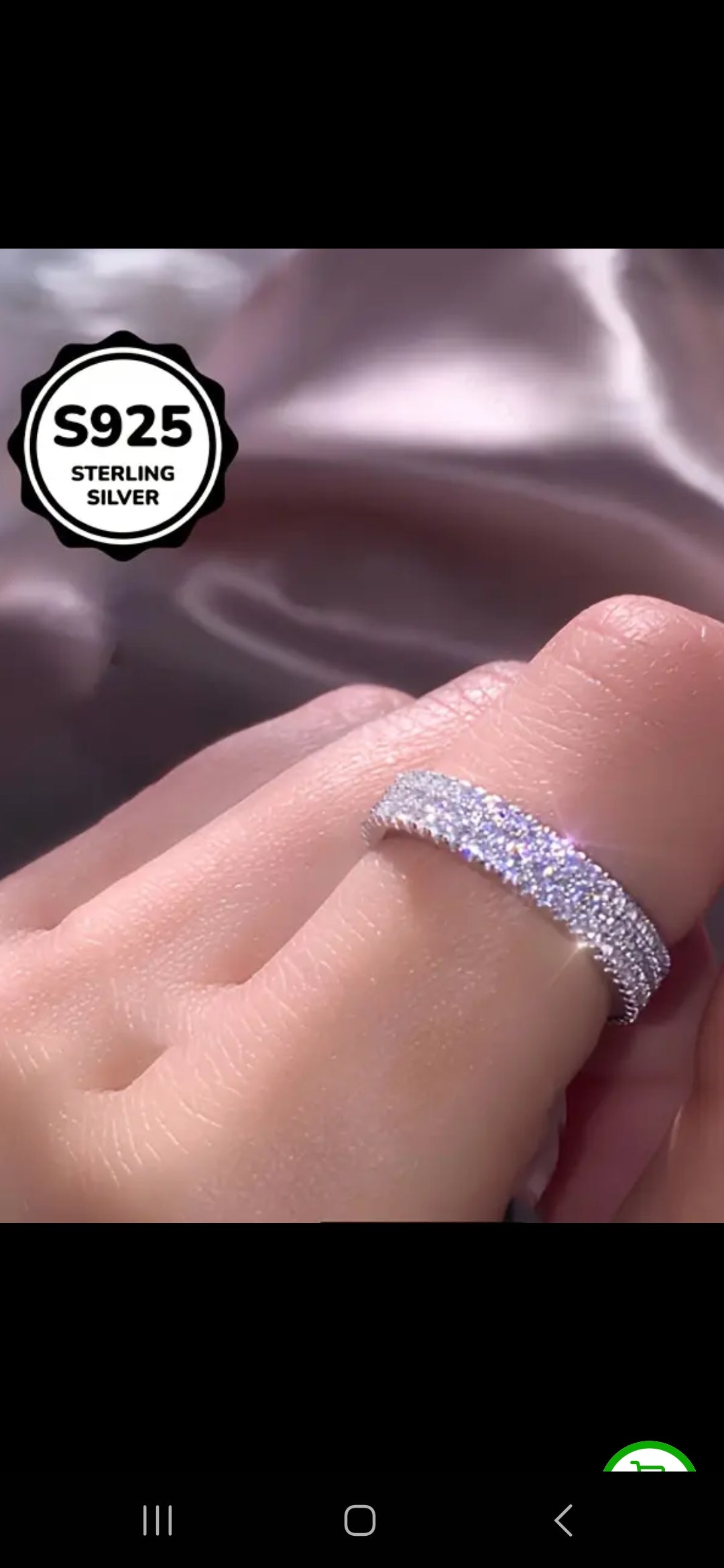 925 Sterling Silver Band Ring Paved Full Of Shining Zirconia