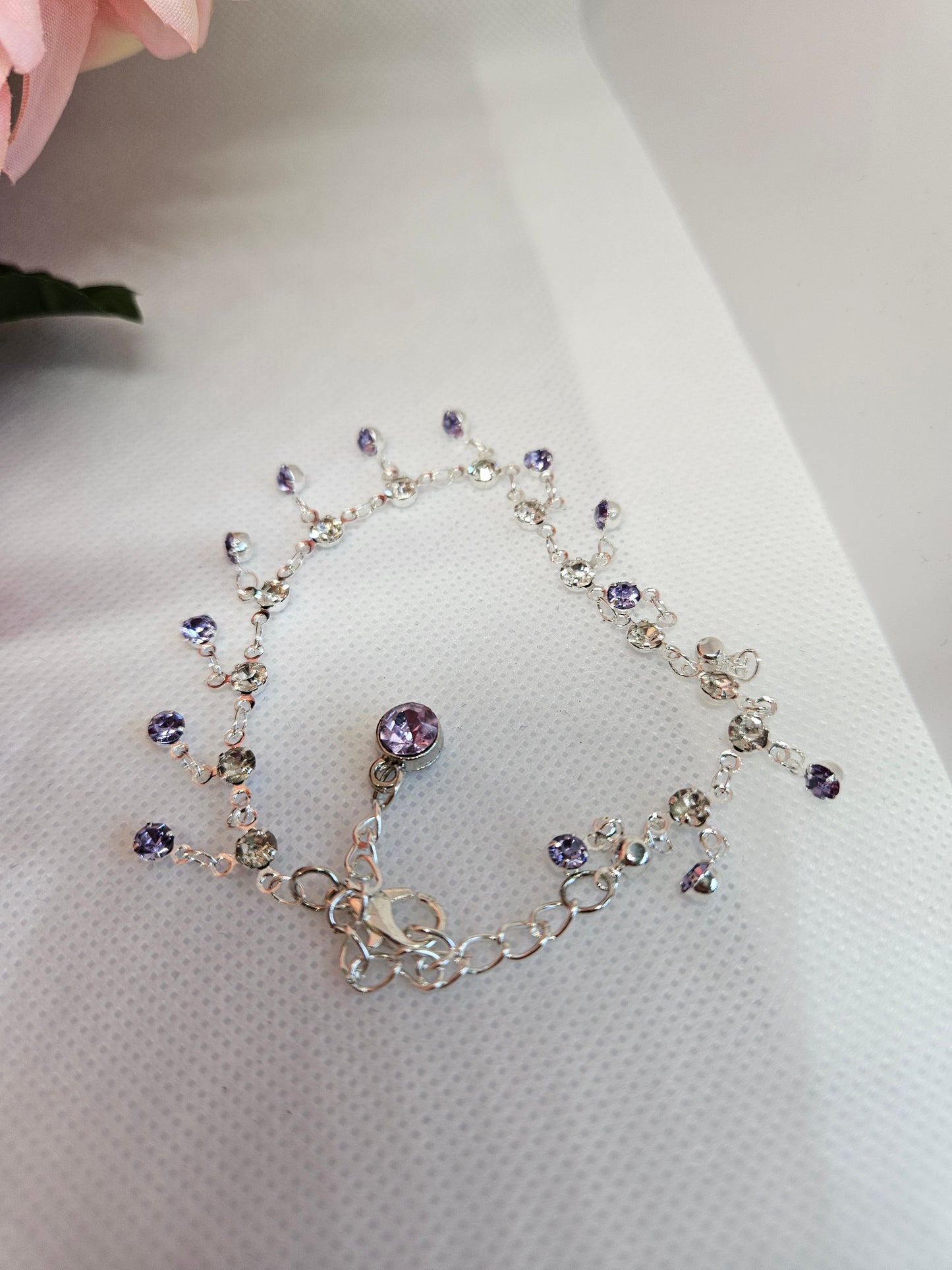 Purple and silver bracelet.