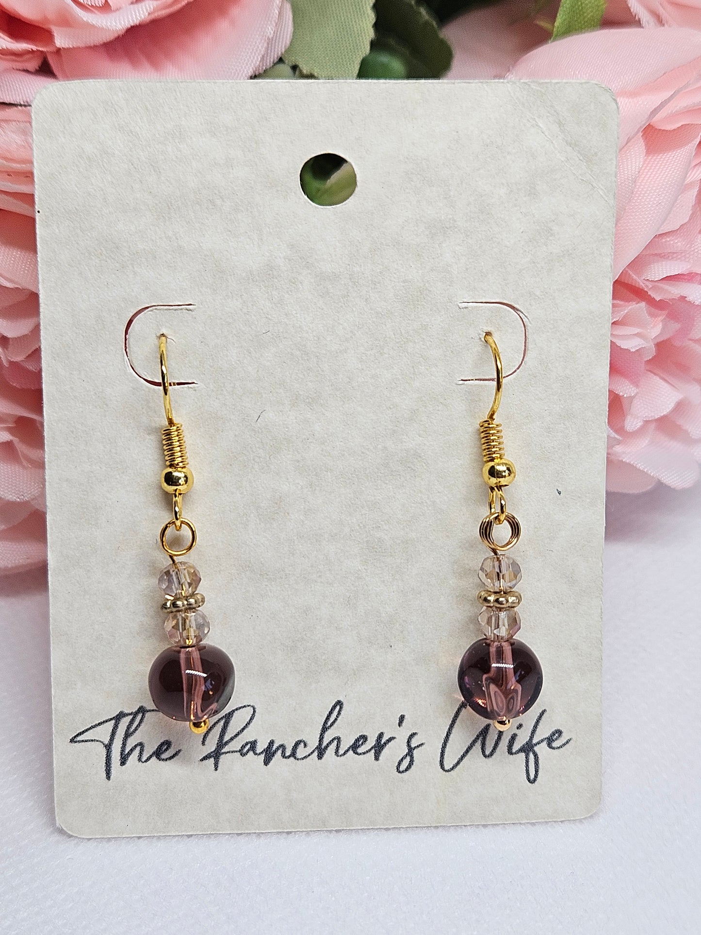 Custom Earrings Australian Crystal and Cranberry Glass Beads.