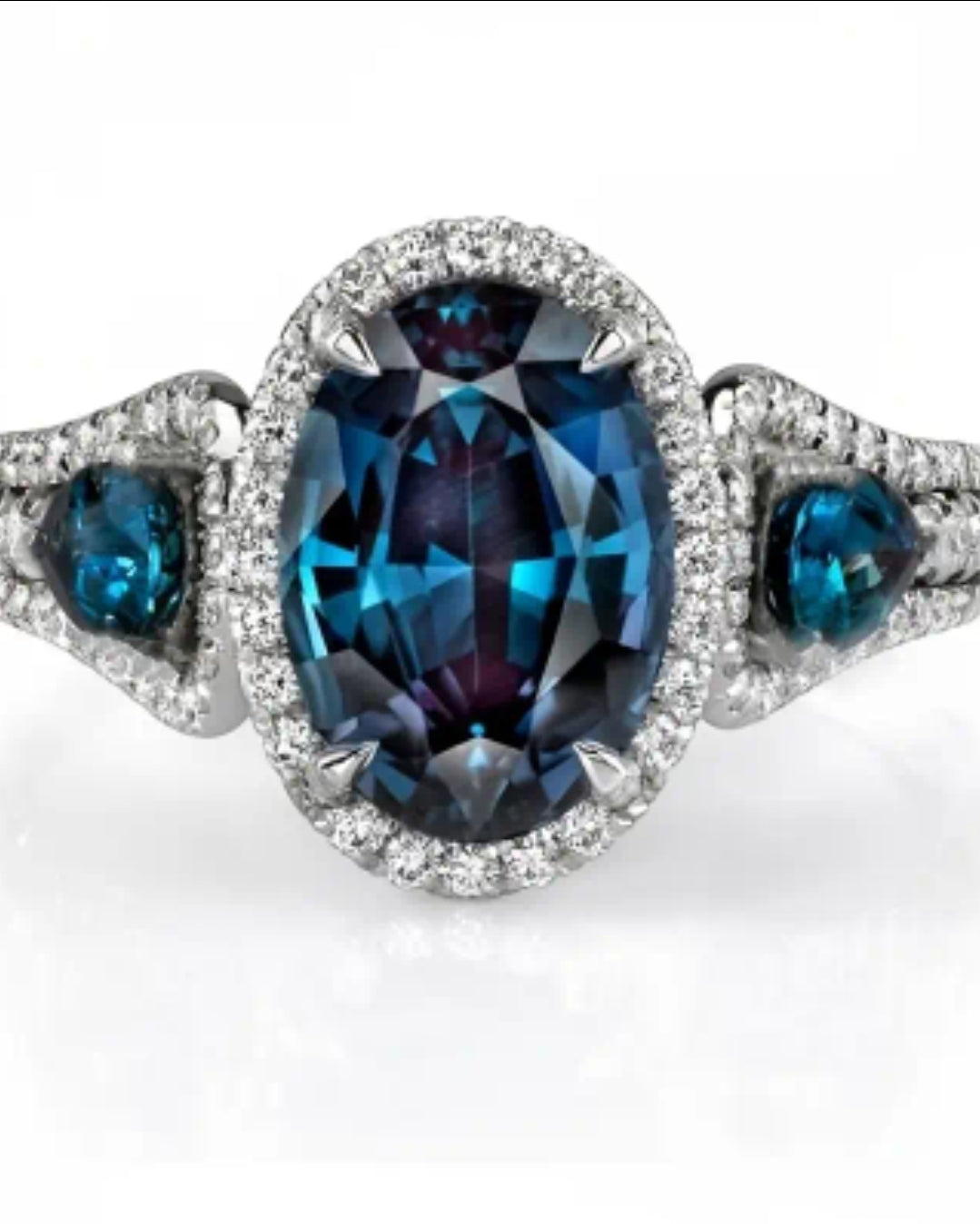 1pc Elegant Copper Engagement Ring with Blue Synthetic Cubic Zirconia