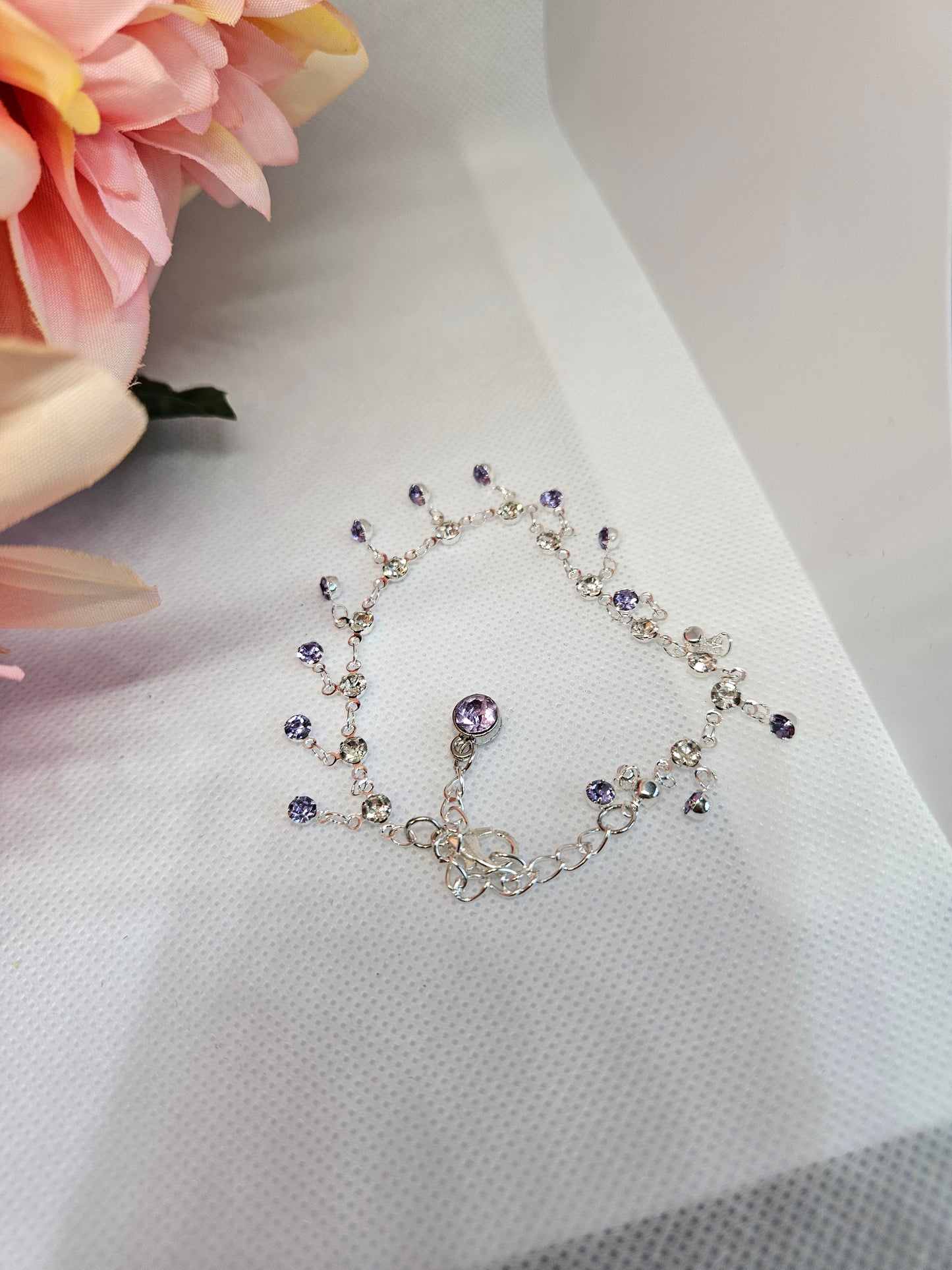Purple and silver bracelet.