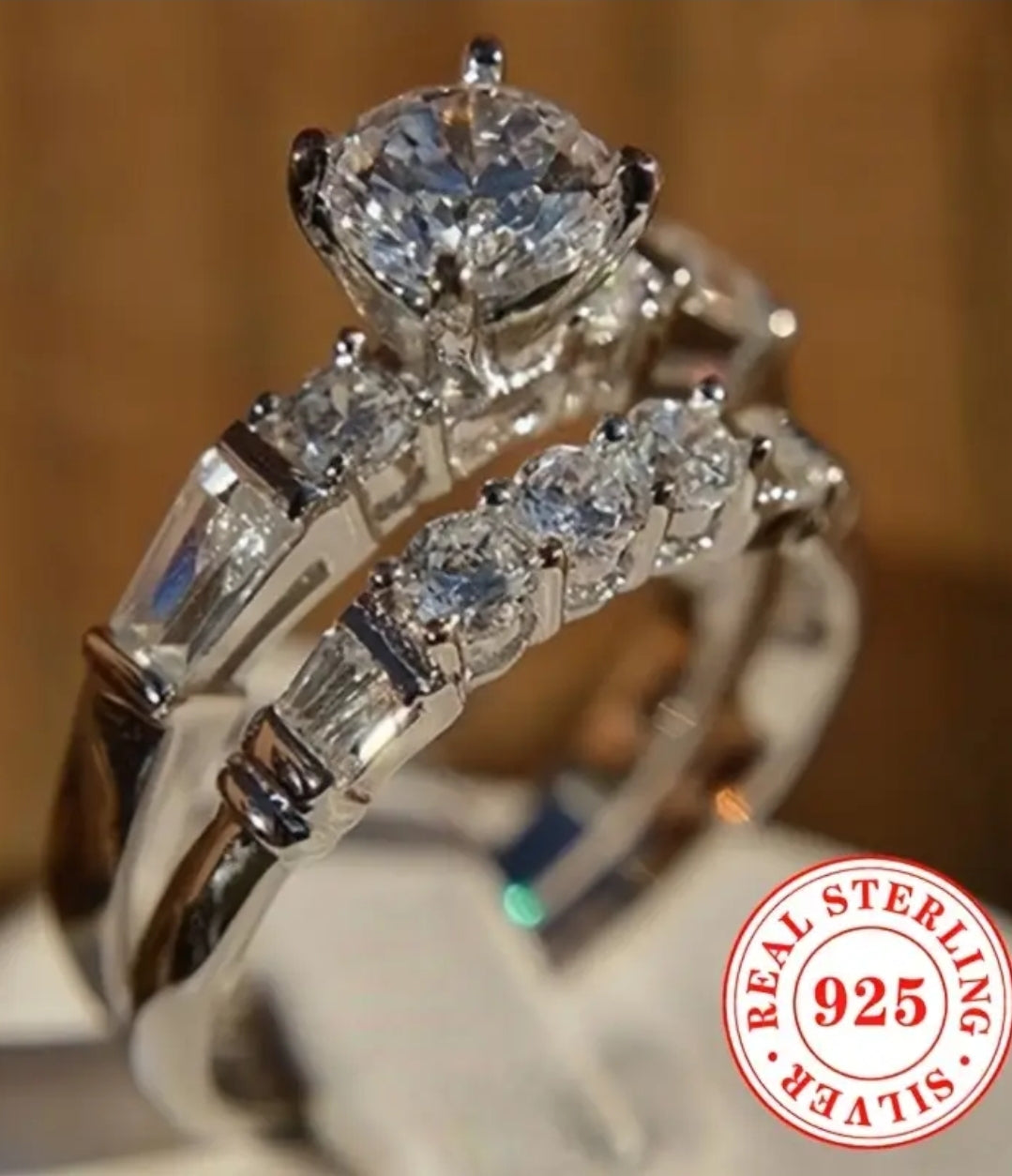 Set Of 2pcs Ladies' Rings, 4.4g S925 Sterling Silver Set With Zirconia, Women's Engagement Wedding Ring, Jewelry Proposal Gift
