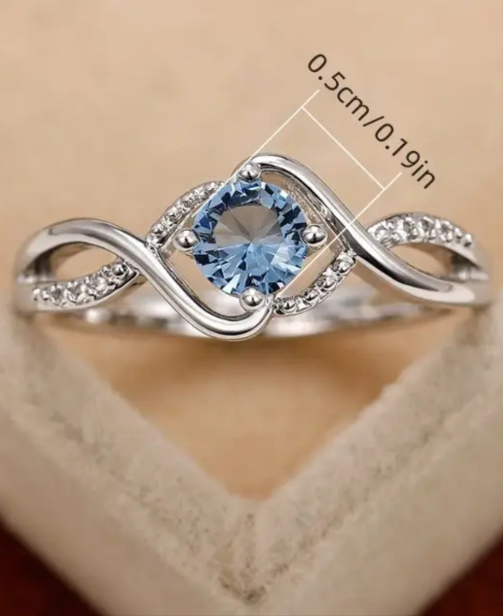 2.4g~2.6g 925 Pure Silvery Gorgeous Elegant Blue Ring