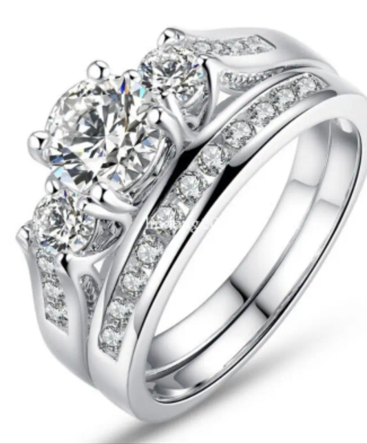 Ring Set- Stainless Steel and Cubic Zirconia