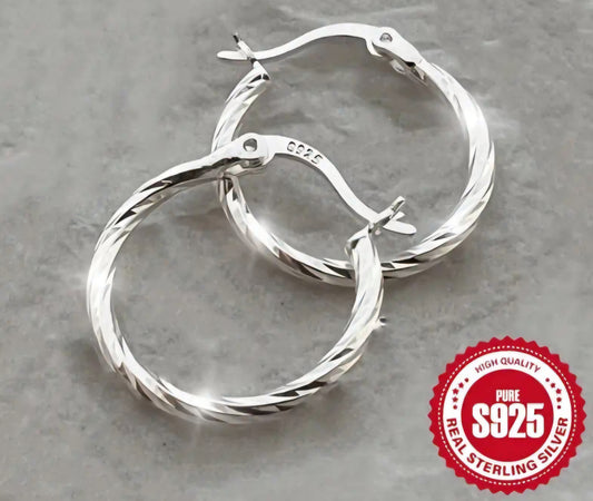 Earrings- Sterling Silver Twisted Hoop