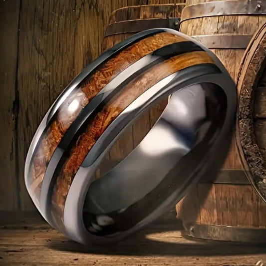 Whiskey Barrel Titanium Steel Men's Band