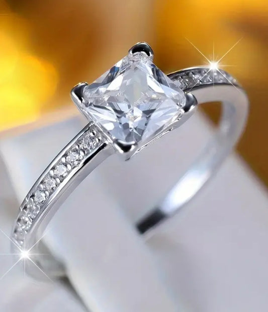 Sterling silver Square Cut CZ Stone