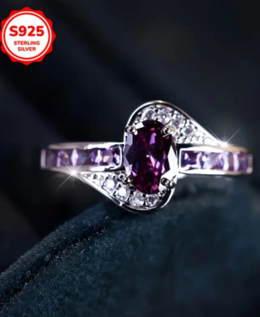 1pc Elegant 925 Sterling Silver Ring with Sparkling Cubic Zirconia