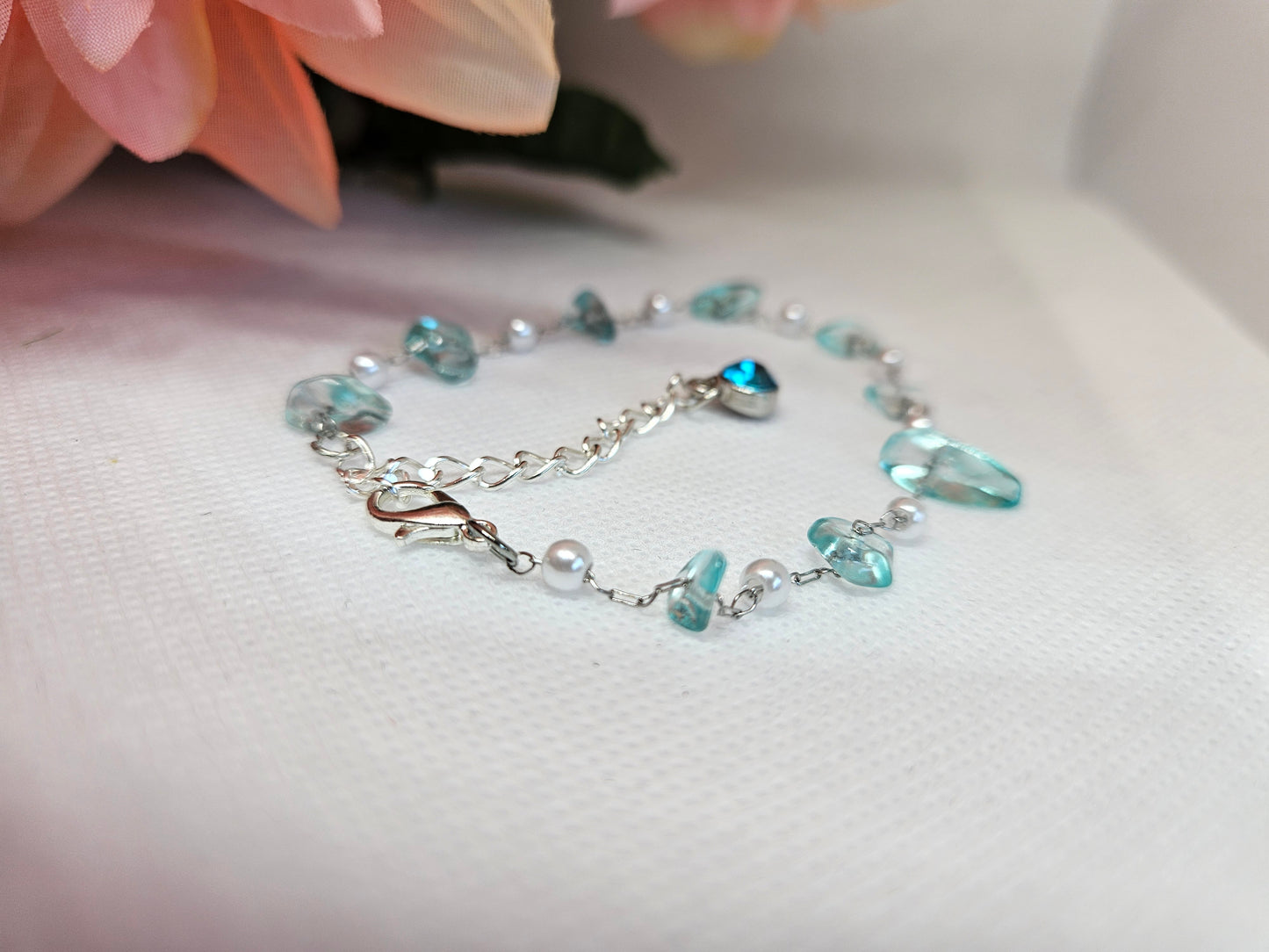 Aquamarine chip 7in bracelet