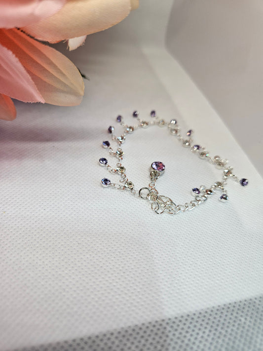 Purple and silver bracelet.