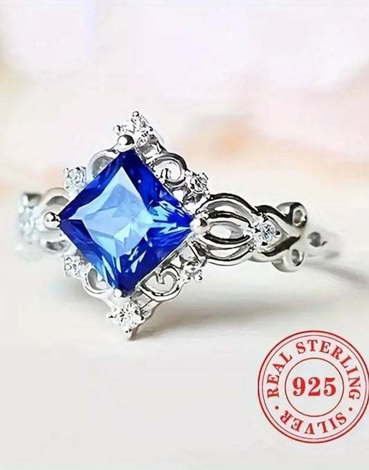 Luxury Elegant 925 Sterling Silver Ring, Vintage Hollow Filigree Design