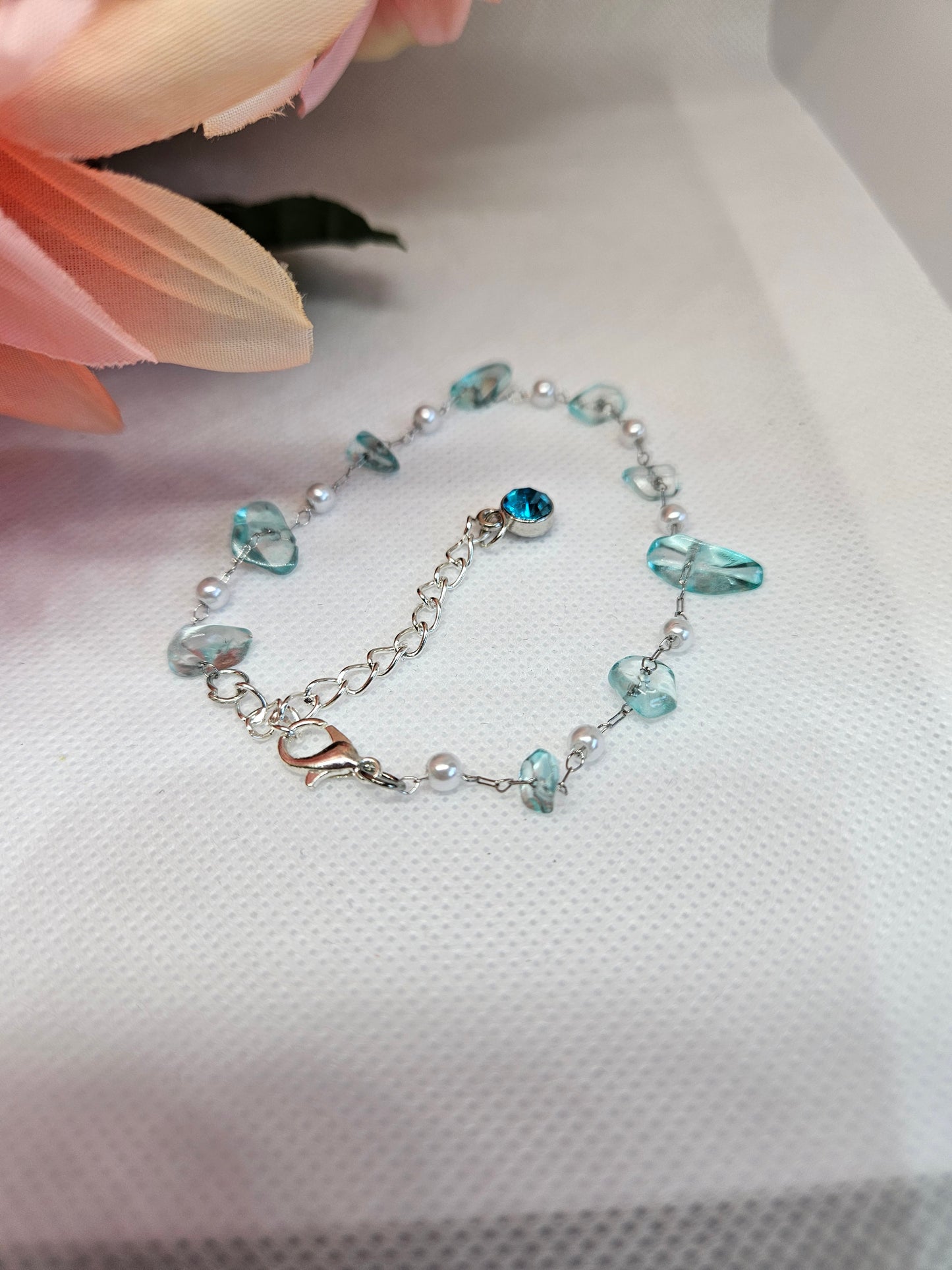 Aquamarine chip 7in bracelet