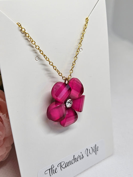 Flower Pendant Necklace 925 Sterling Silver