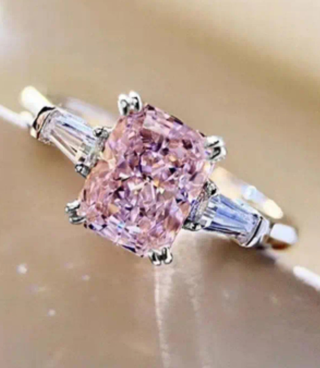 1pc Women's Engagement Ring Fashionable Silvery Inlaid Imitation Zirconia Decoration Ring Engagement Wedding Banquet Jewelry Valentine's Day Birthday Gift