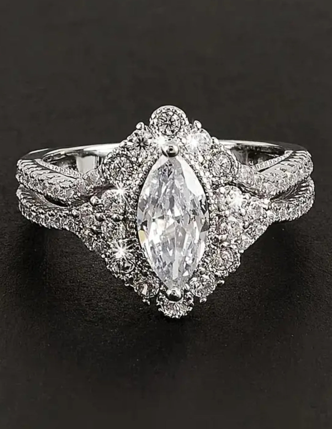 Elegant 925 Sterling Silver Engagement Ring with Sparkling Cubic Zirconia - Luxurious, Romantic Wedding Band for Women, Large, 5.4g