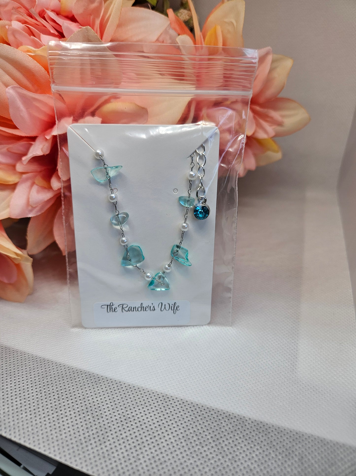 Aquamarine chip 7in bracelet