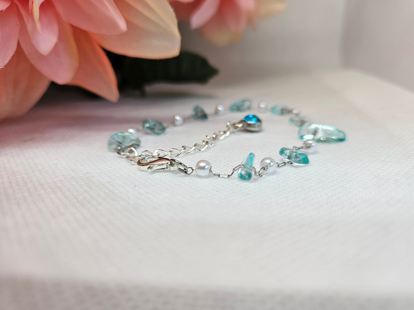 Aquamarine chip 7in bracelet